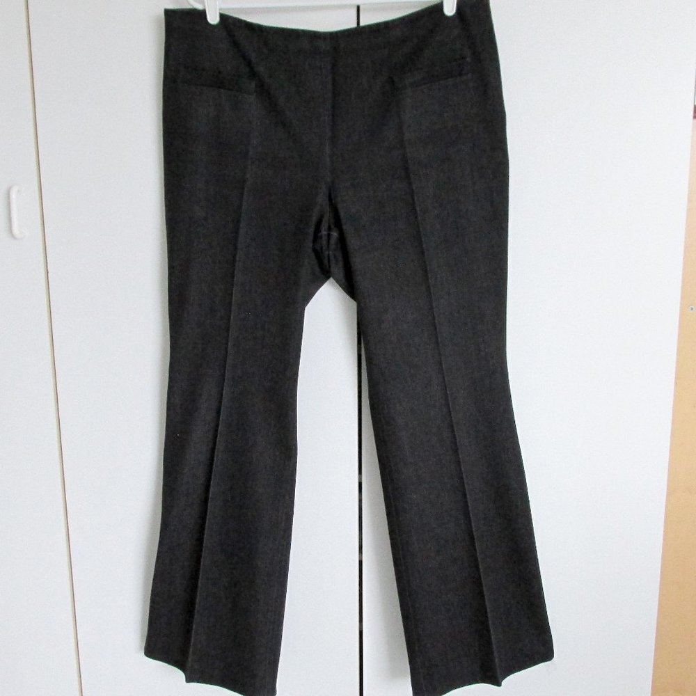 AKRIS Swiss Brand Dark Black Denim Jeans Wide Leg High Waist Side Zip Size 16